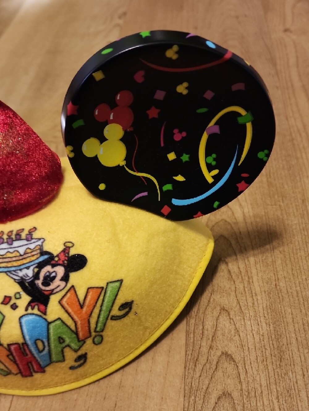 Disney Yellow 'It's My Birthday' Mickey Ears With Red Topper - Picture 3 of 8